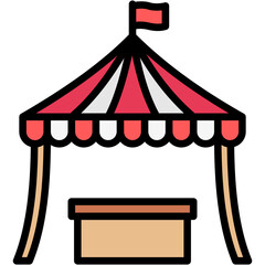 Fest Tent lineal multi color icon, related to oktoberfest, German traditional theme. use for UI or UX kit, app and web development.