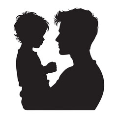 father and son silhouette vector