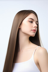 Naklejka premium beautiful woman with long straight hair