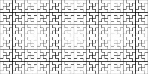 Seamless puzzle pattern. Black and white geometric background.