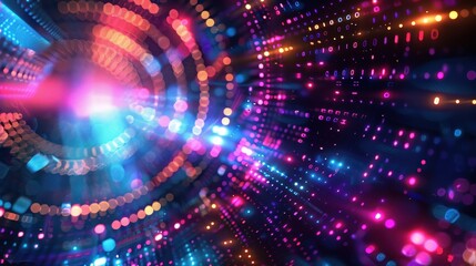 Glowing Circles of Futuristic Digital Technology Abstract Background