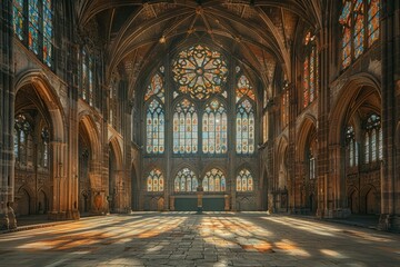 Fototapeta premium Whispers of Time: Gothic Cathedral's Hallowed Halls and Intricate Architecture Bearing Witness to Centuries Past