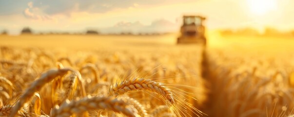 Farmers collecting grains during harvest season on extensive farmland, Collecting, Grain harvest