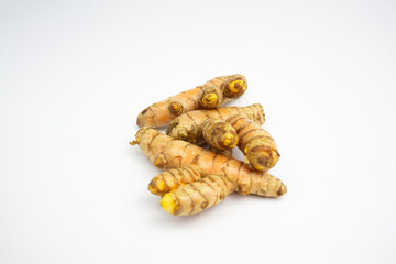 Turmeric is a typical Indonesian spice that is yellow in color. in Groups. typical Indonesian. isolated on white background.