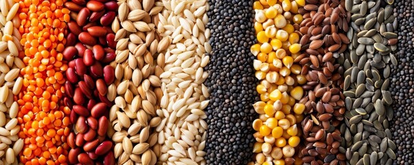 Photo of a diverse variety of seeds, showcasing potential yield diversity, Cultivation, Seed variety