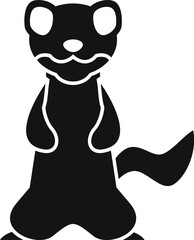 Simple icon of a black and white ferret standing on two legs