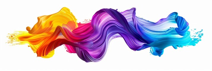 Color brush paint ribbon stroke swirl abstract splash background wave. Brush brushstroke color ribbon paint stroke flow shape wavy design paintbrush pen fluid rainbow element texture acrylic 3D line