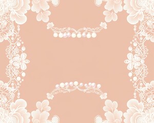 Thank you card, elegant lace and pearls, flat design illustration