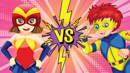 Two superheroes face off in a battle