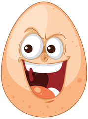 Smiling egg with expressive eyes and mouth