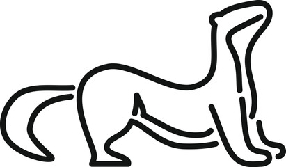 Minimalist line art logo of a weasel standing on its hind legs, in a curious pose