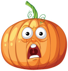 A shocked pumpkin with wide eyes and mouth