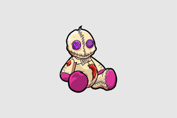 Cool Voodoo doll cartoon character vector image template