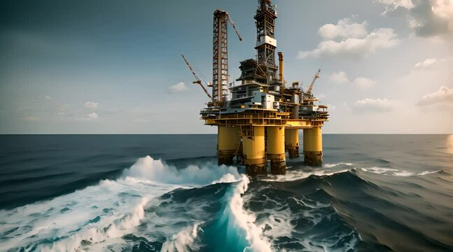 Sea industrial technology oil rig middle of the sea