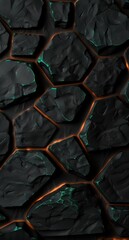 Dramatic black and green hexagonal pattern background