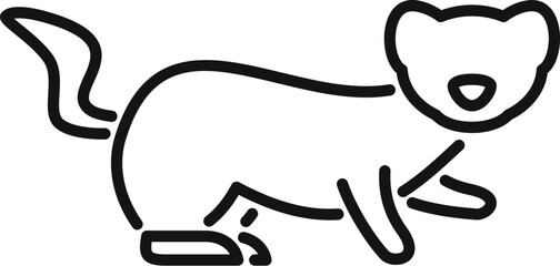 Cute ferret walking side view line icon, domestic animal outline logo
