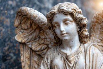 Angelic stone statue with intricate details