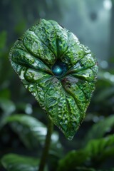 Vibrant green leaf with a captivating eye-like structure
