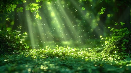 Sunlight in the mystical forest backgrounds.