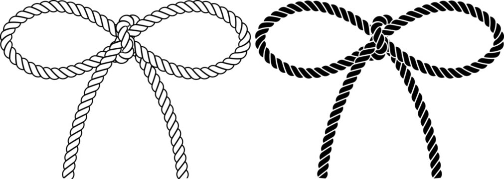 shoelace knot or bow Knot rope icon set