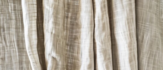 Obraz premium Panoramic close-up, high detail scan of linen curtain texture, Generative AI