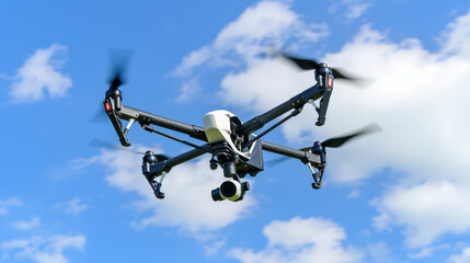 Drone for environmental monitoring tracking air quality and pollution levels, used by students and professionals to gather data on atmospheric conditions and environmental factors
