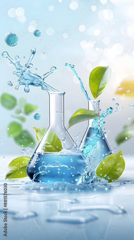 Poster bubbling bioactive ingredients in a science lab flask
