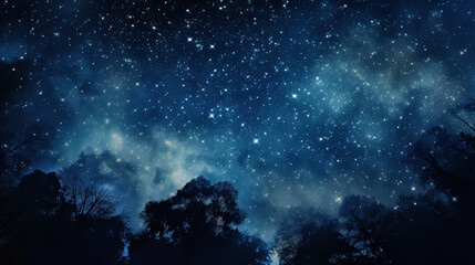 A night sky brightly lit with stars