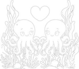 Cute octopus love stock illustrations