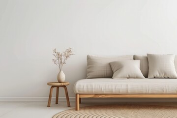 Sustainable, eco-friendly fast furniture showcased in a minimalist home setting, emphasizing the balance between trendy design, affordability, and rapid production in the evolving furniture industry
