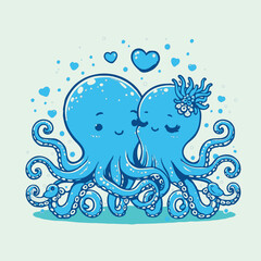 Cute octopus love stock illustrations