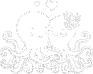 Cute octopus love stock illustrations