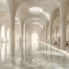 A Minimalist White Palace with a Pool