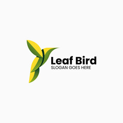 Vector Logo Illustration Leaf Bird Gradient Colorful Style