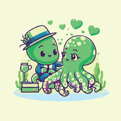 Cute octopus love stock illustrations