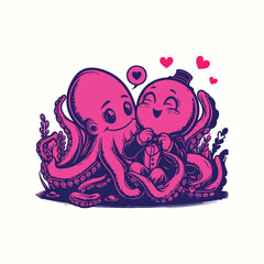 Cute octopus love stock illustrations