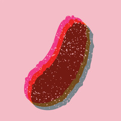 bitter melon shape object. colorful bitter melon illustration with risograph print effect