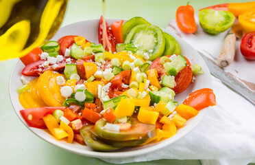 greek salad with vegetables and olive oil