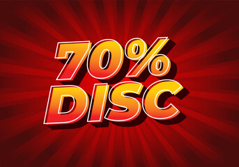 70 percent discount. Text effect in 3D style with good colors