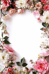 floral blossom frame white background