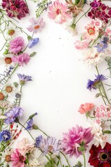 floral blossom frame white background