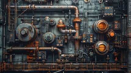 a mechanical room featuring intricate pipes and valves, symbolizing industrial operations and infrastructure