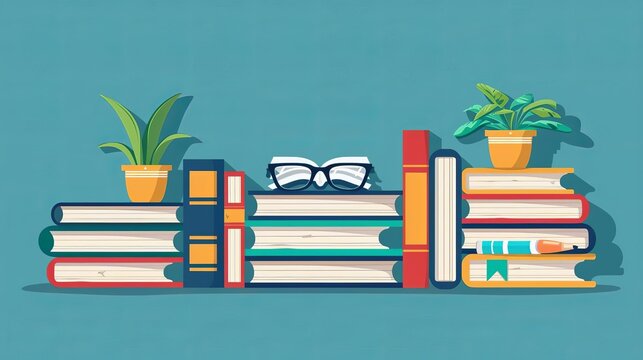 Journals with extracurricular club lists, flat design illustration