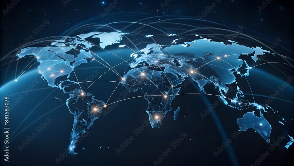 Poster world map and globe connection.