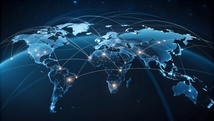 world map and globe connection.