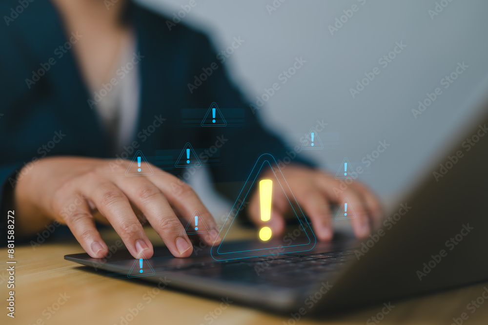 Aufkleber Cybersecurity, Internet cyber crime, Hacker working on computer, Digital crime by an anonymous hacker, System hacked alert after cyberattack, Ransomware, Phishing, Spyware, Compromised information.