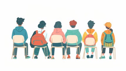 Student presentations, instructional element, flat vector art, pastel colors, isolated on white background