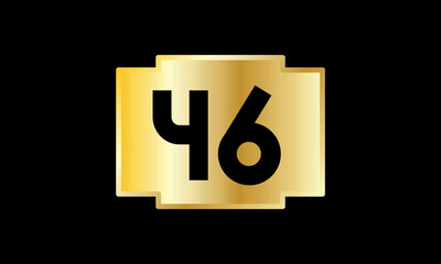46 Number Rectangle Logo Gold Minimalist Elegant Business
