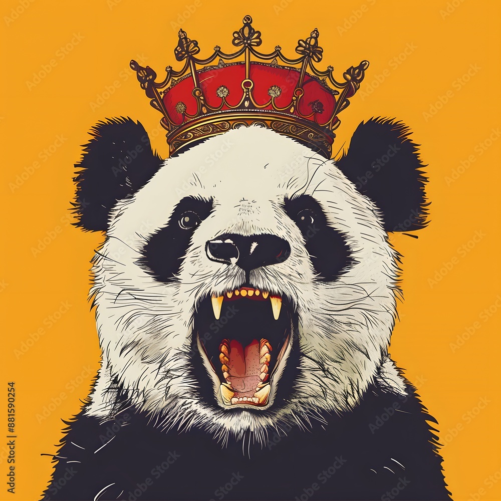 Sticker panda with crown vector