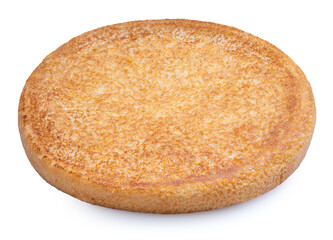 Bottom of hamburger bread bun isolated on white background. The freshly baked hamberger bun isolate on white with clipping path.